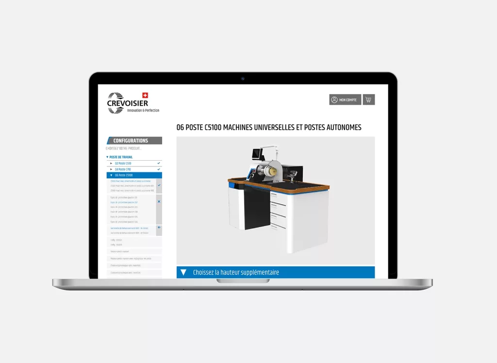 Site internet plateforme web business configurateur de machines et API réalisé par Ivimédia pour Crevoisier