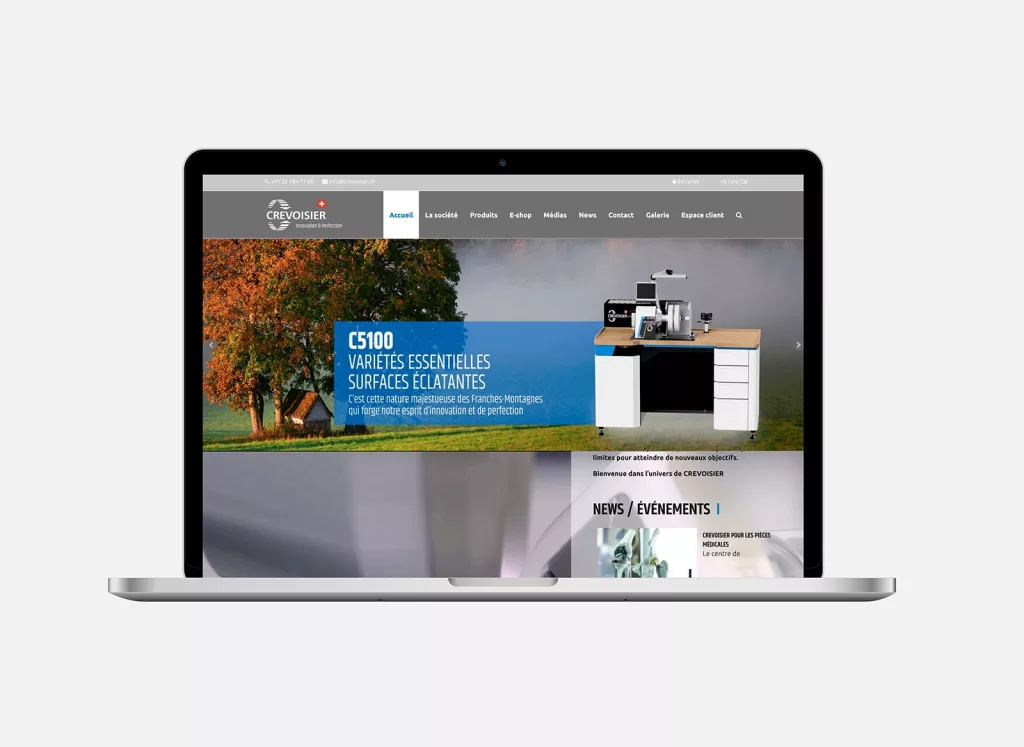 Conception de la plateforme web pour Crevoisier réalisée par Ivimédia - site internet page Accueil