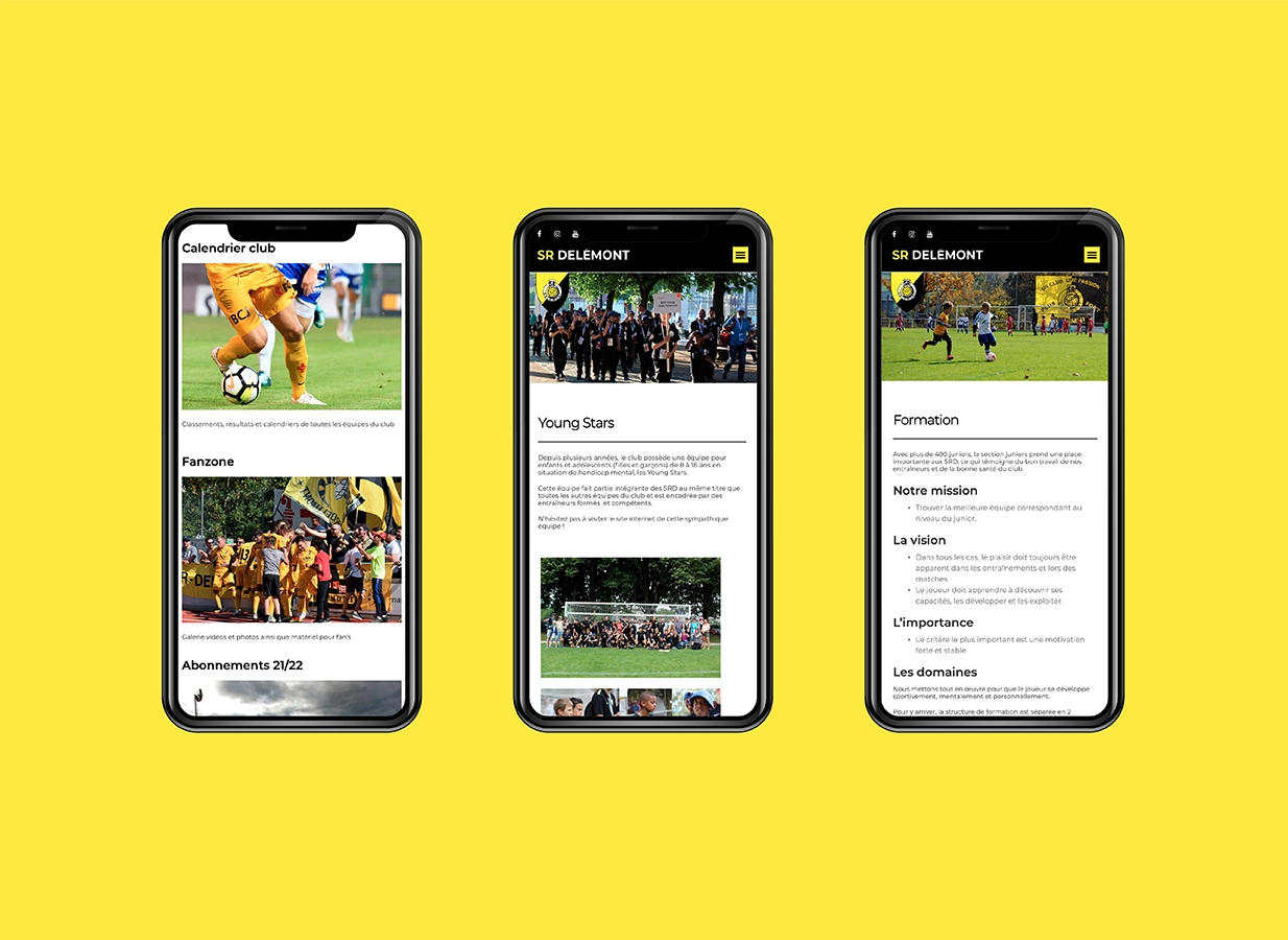 conception de la plateforme Web et mobile Sport Réunis Delémont par Ivimédia